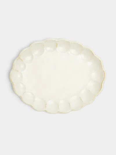Kaneko Kohyo Rinka Ceramic Oval Dinner Plates - 12in/30cm (set Of 4) In White