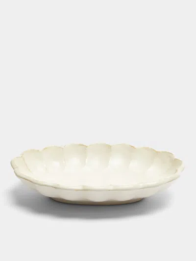 Kaneko Kohyo Rinka Ceramic Oval Shallow Bowls (set Of 4) In White