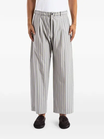 Kanemasa Phil Striped Pleated Trousers In Gray