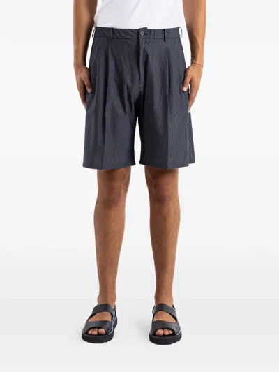 Kanemasa Phil Stripe-print Pleated Shorts In Black