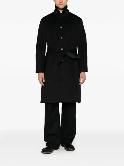 K'ang Belted Button-up Coat In Black