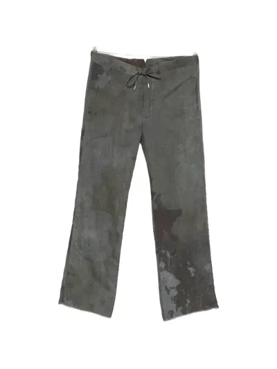 K'ang Drawstring-waist Raw-cut Trousers In Gray
