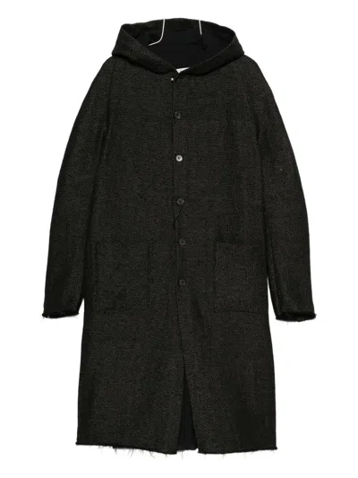 K'ang Hooded Button-up Coat In Black