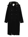 K'ang Hooded Double-breasted Coat In Black