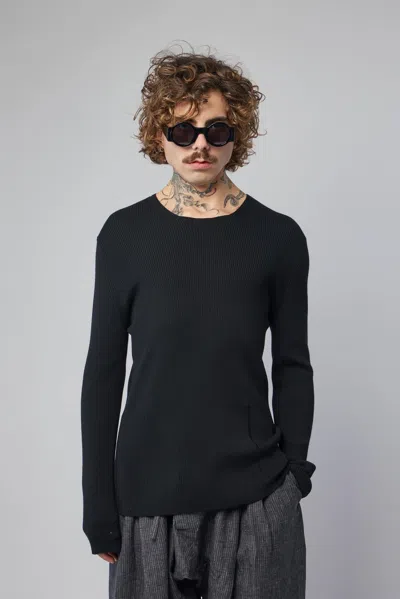 K'ang Mens Fitted Distressed Pullover In Black