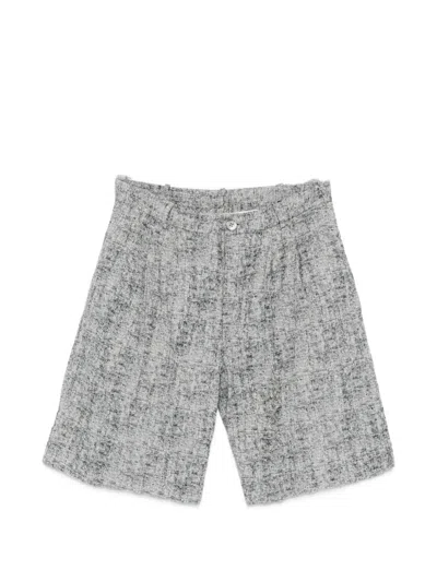 K'ang Pleated Distressed Shorts In Gray