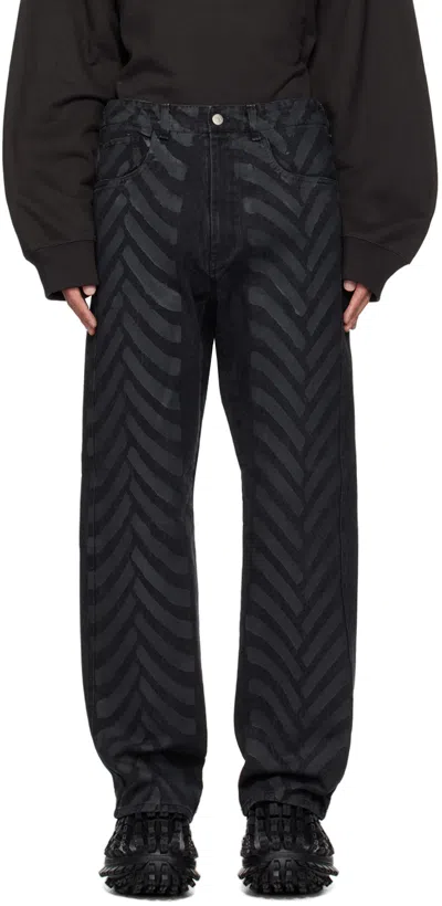 Kanghyuk Black Tire Waxed Jeans In Black/tire Wax