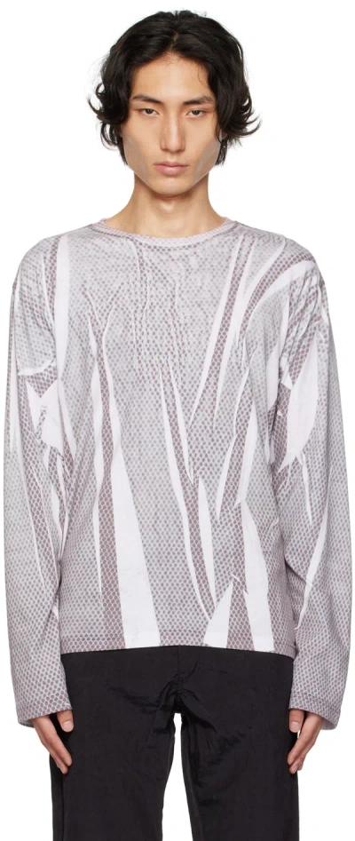 Kanghyuk Gray Trompe L'œil Long Sleeve T-shirt In White/ Black Print