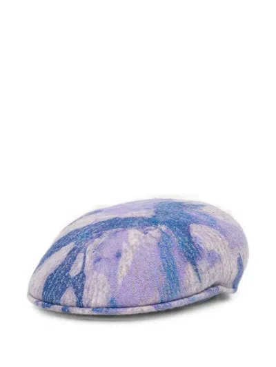 Kangol Abstract-print Flat Cap In Purple