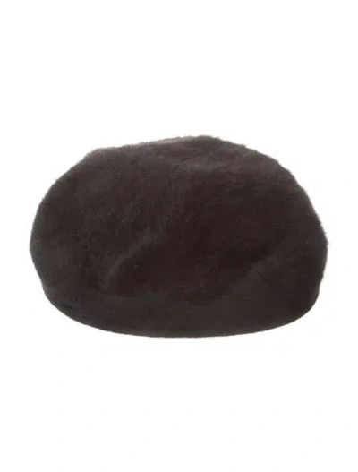 Pre-owned Kangol Angora Blend Newsboy Cap In Black