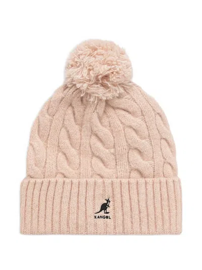 Kangol Cable-knit Pompom Beanie Hat In Neutral
