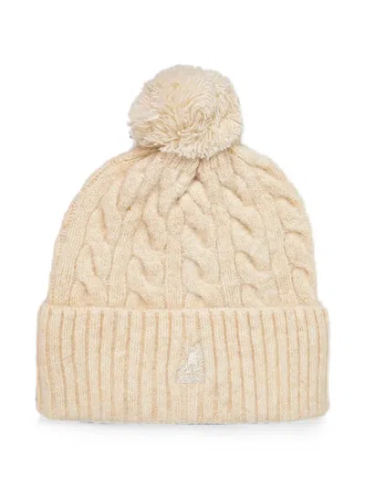 Kangol Cable-knit Pompom Beanie Hat In Neutral