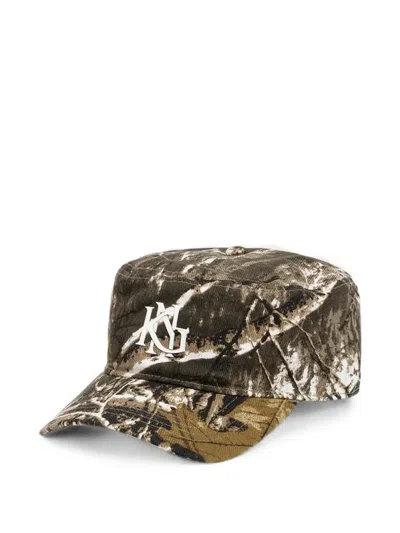 Kangol Camouflage-print Logo-embroidered Cap In Brown