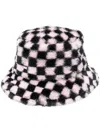 Kangol Checkerboard-print Faux-fur Hat In Multi