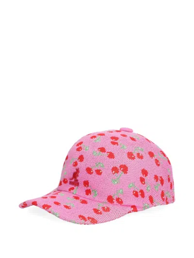 Kangol Cherry Cherry-print Logo-embroidered Cap In Pink