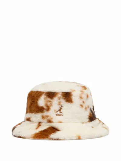 Kangol Cow-print Faux-fur Bucket Hat In Neutral