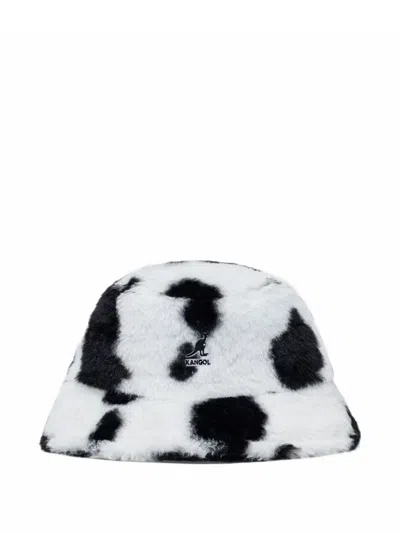 Kangol Cow-print Faux-fur Bucket Hat In White