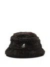 Kangol Embroidered-logo Fleece Bucket Hat In Black