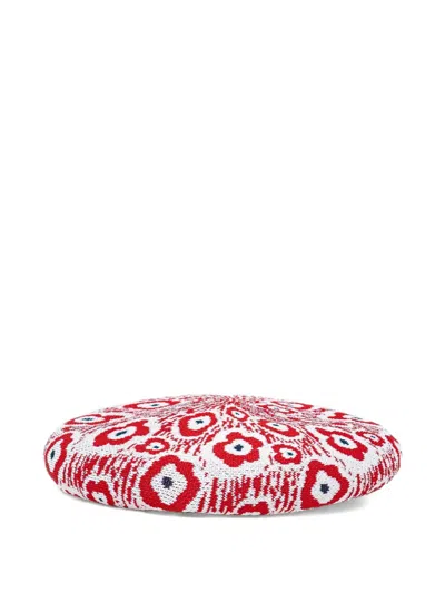 Kangol Floral-intarsia Beret In Red