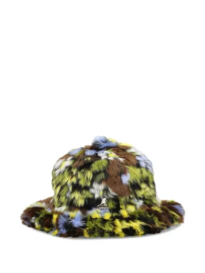 Kangol Flower-print Fur Bucket Hat In Green