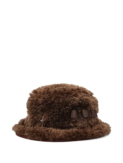 Kangol Fluffy-bow Bucket Hat In Brown