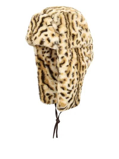 Kangol Leopard-print Quilted Trapper Hat In Brown