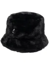 Kangol Logo-patch Faux-fur Bucket Hat In Black