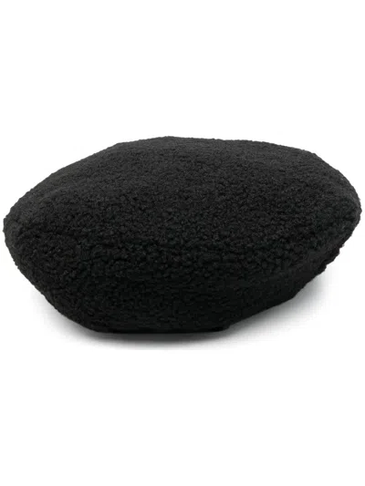 Kangol Logo-patch Fleece-texture Hat In Black