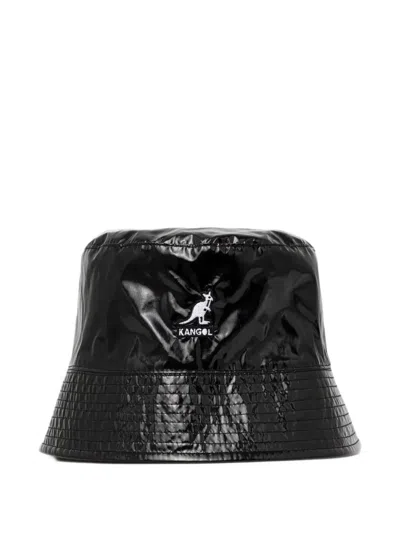 Kangol Logo-embroidered Reversible Bucket Hat In Black