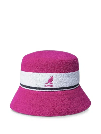 Kangol Logo-embroidered Striped Bucket Hat In Pink
