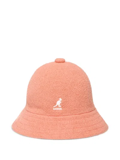 Kangol Logo-embroidered Textured Bucket Hat In Pink