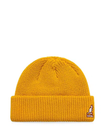 Kangol Logo-patch Ribbed-knit Beanie Hat In Orange