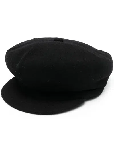 Kangol Logo-patch Wool Cap In Black