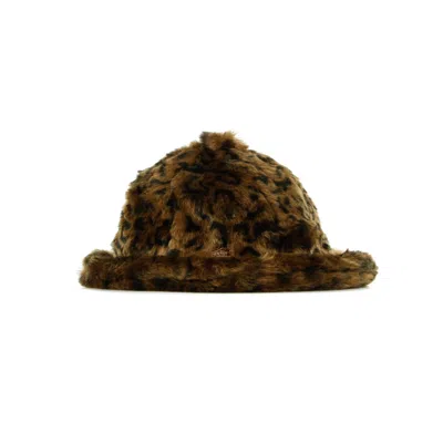 Kangol Men's Faux Fur Casual Leopard Bucket Hat In Brown