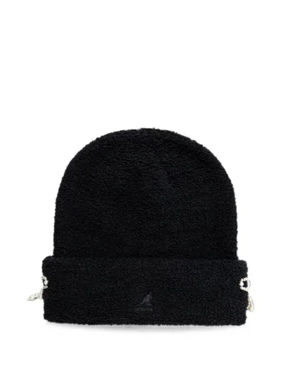 Kangol Pearl-embellished Bouclé Beanie Hat In Black