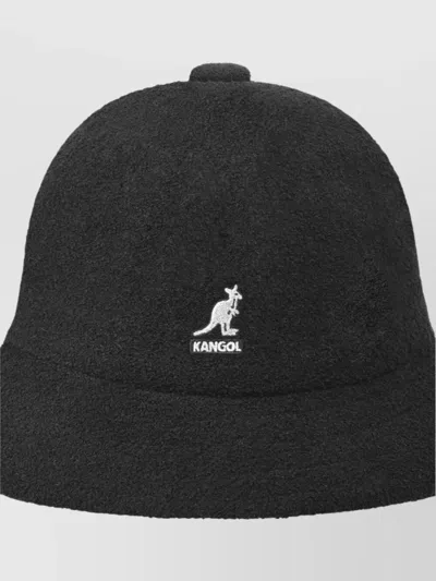 Kangol Rounded Crown Wide Brim Textured Fabric In Black