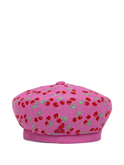 Kangol Tropic Cherry-patterned Knitted Beret In Pink