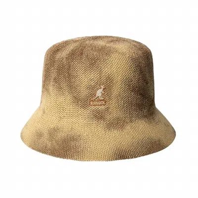 Kangol Unisex Tie Dye Knit Bucket Hat In Tan/ Natural In Gold