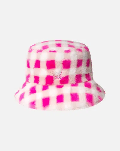 Kangol Women's Faux Fur Bucket Hat In Pink Gingham