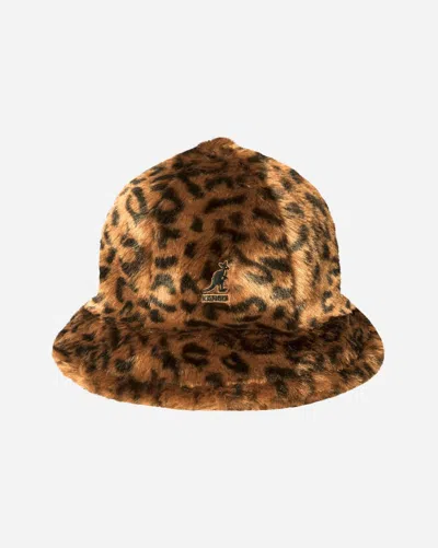 Kangol Women's Faux Fur Casual Bucket Hat In Leopard In Brown