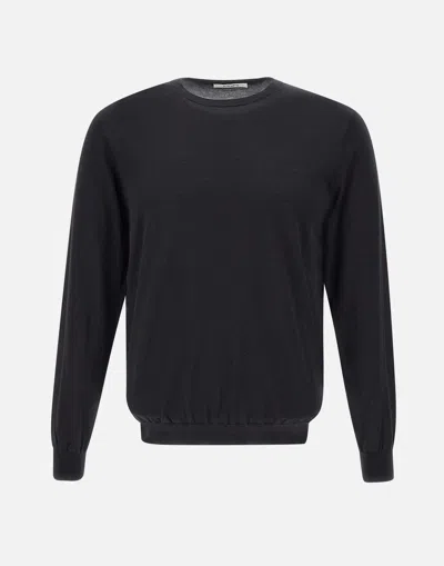 Kangra Silk And Cotton Black Crewneck Sweater