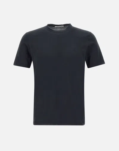 Kangra Black Cotton T Shirt Made In Italy In Blue