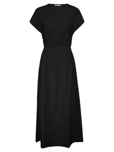 Kangra Black Stretch Cotton Long Dress