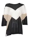 Kangra Cashmere Black Sweater With Geometric Pattern In Black