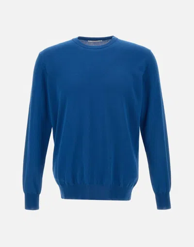 Kangra Blue Cotton Crew Neck Sweater