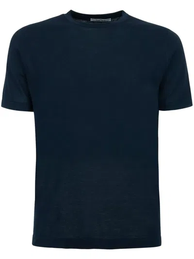 KANGRA BLUE COTTON RIBBED T-SHIRT KANGRA