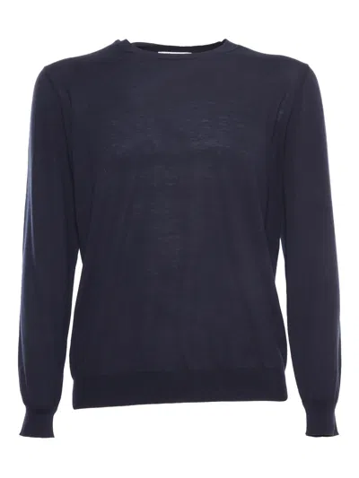 Kangra Cashmere Plain Knit Sweater In Blue
