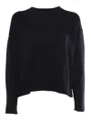 Kangra Cashmere Boxing Crewneck Sweater With Buttoned Sleeves In Black