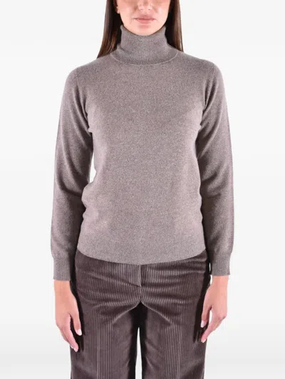 Kangra Cashmere 골지 트리밍 터틀넥 스웨터 In Gray