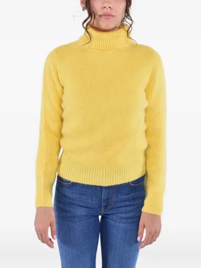 Kangra Cashmere 터틀 넥 니트 스웨터 In Yellow